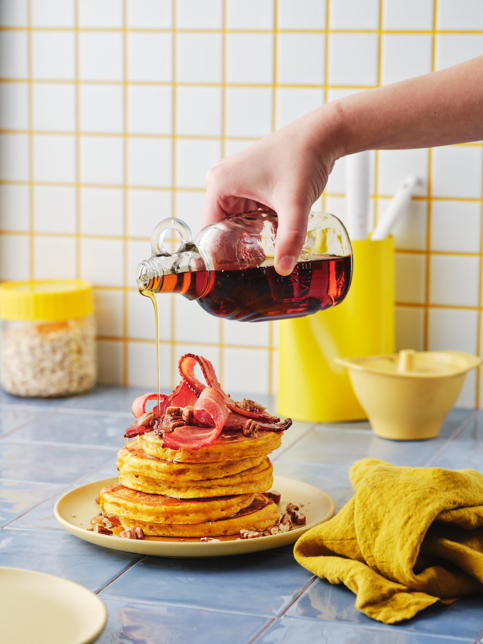 Ricotta & Pumpkin Pancakes with Maple Bacon